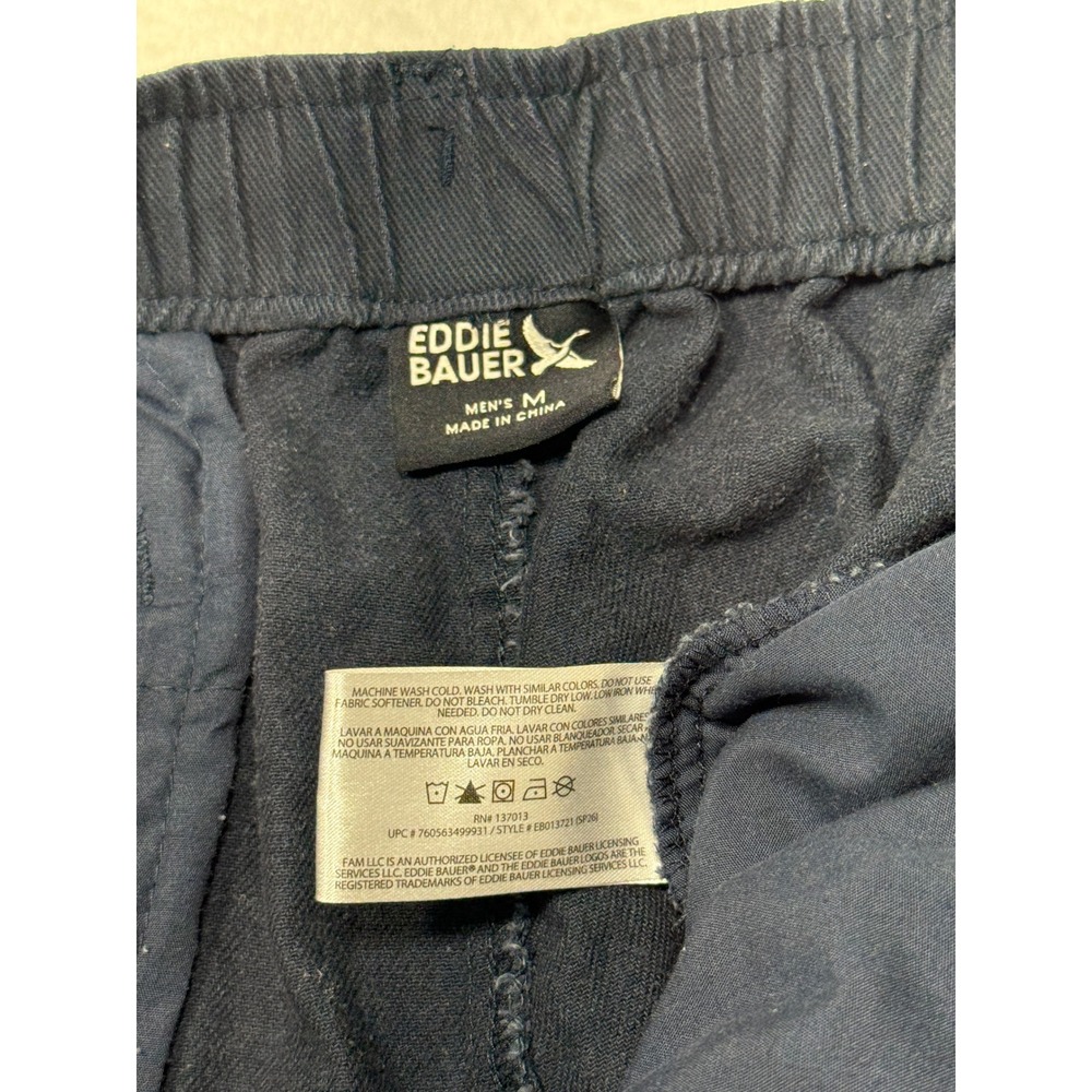 Eddie Bauer Mens M Navy Blue Elastic Waist Drawstring Lounge Pull On Pants - Picture 3 of 7